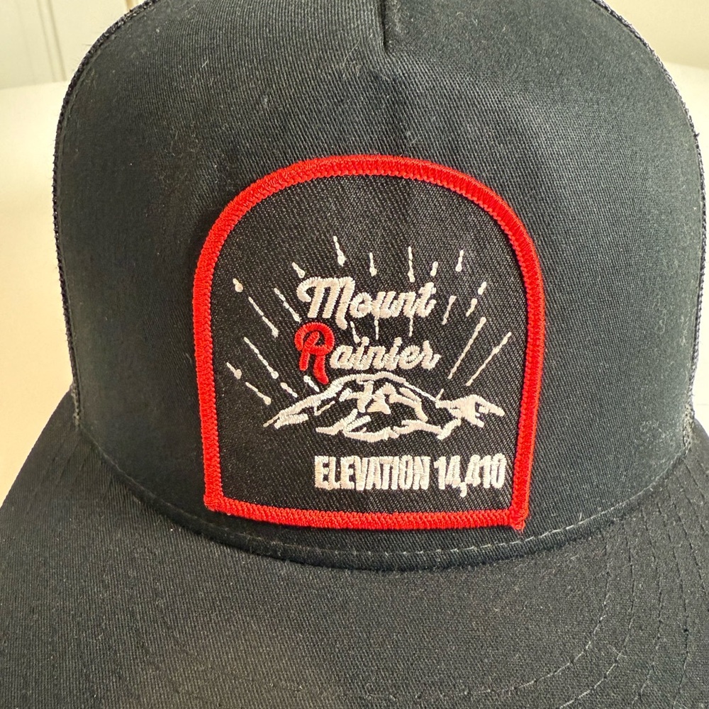 Black Mount Rainier Patch Mesh Back Trucker Hat - Picture 2 of 9